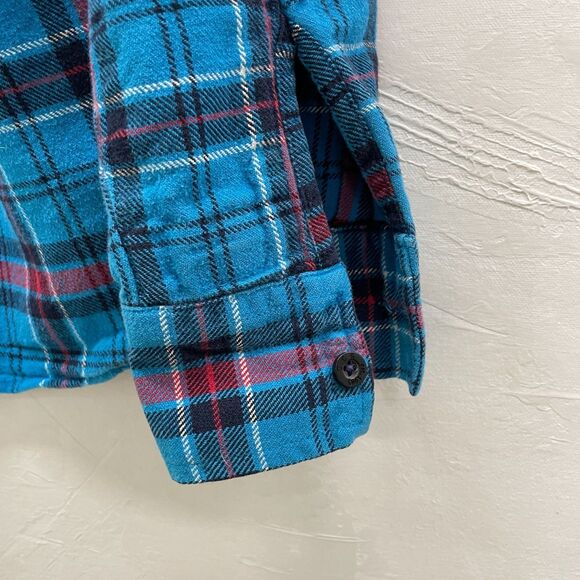 Vintage 90s Plaid Flannel Shirt Mens Small Womens Medium Plaid Flannel Blue Red - Picture 8 of 16